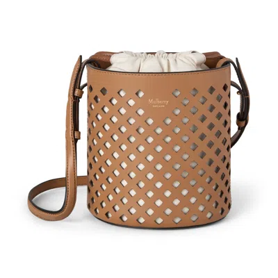 Mulberry Diamond Perforated Leather Bucket Bag In Brown