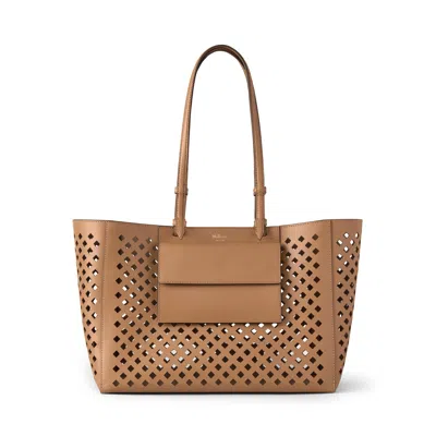 Mulberry Leather Perforated Tote Toffee In Brown