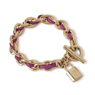 Mulberry Lily Leather Chain Bracelet Medium Orchid Bloom In Gold