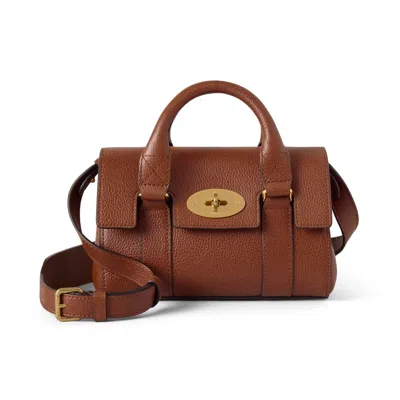 Mulberry Mini Heritage Bayswater Grained Leather Cross-body Bag In Brown