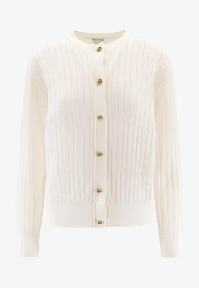 Bottega Veneta Wool Cardigan With Knot Buttons In Neutral