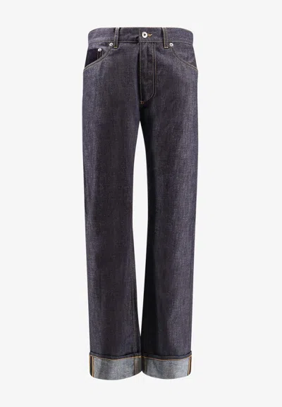 Bottega Veneta Turned-up Cuffs Straight-leg Jeans In Blue