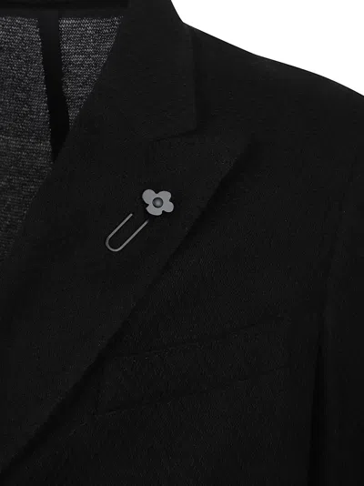 Lardini Double-breasted Blazer With Notch Lapel In Black