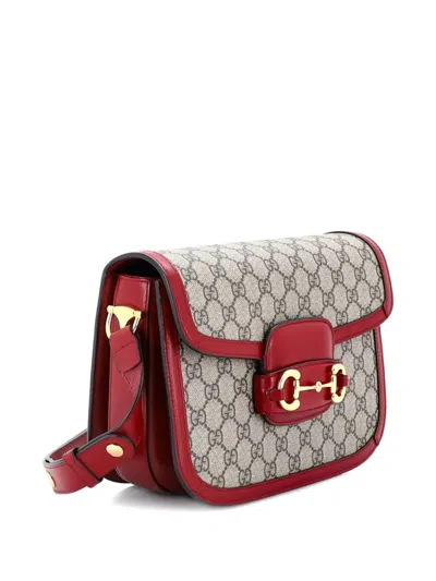 Pre-owned Gucci Horsebit 1955 Shoulder Bag Gg Coated Canvas With Leather Small Crossbody Bag In Neutral