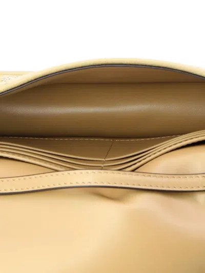 Pre-owned Fendi Baguette Wallet On Chain Zucca Embroidered Raffia Shoulder Bag In Neutral