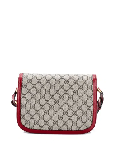 Pre-owned Gucci Horsebit 1955 Shoulder Bag Gg Coated Canvas With Leather Small Crossbody Bag In Neutral