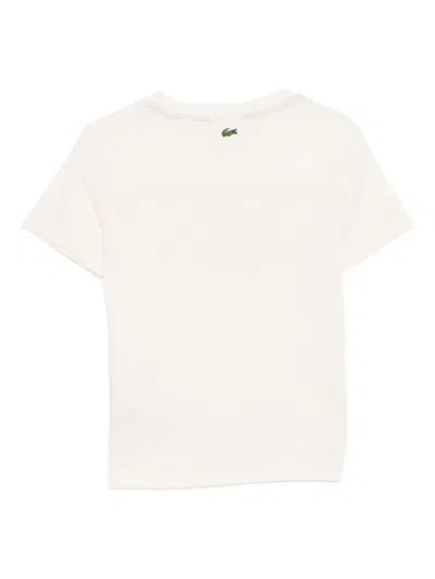 Lacoste Crocodile Print Cotton T-shirt In Neutral