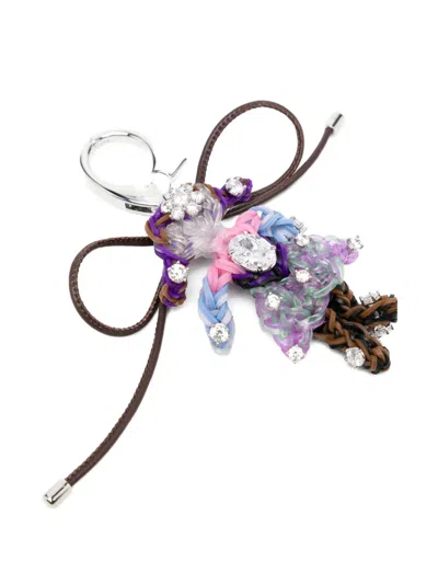 Shushu-tong Rhinestone Woven Doll Keychain In Purple