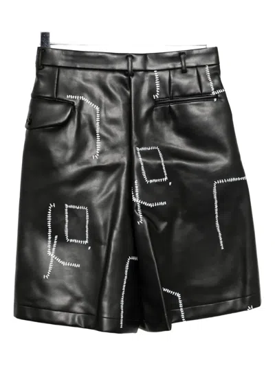 Black Comme Des Garçons Contrasting-stitch Print Shorts In Black