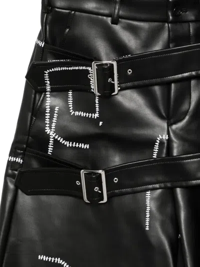 Black Comme Des Garçons Contrasting-stitch Print Shorts In Black