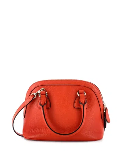 Pre-owned Gucci Convertible Dome Leather Mini Satchel In Orange