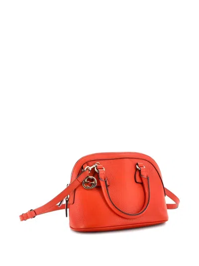 Pre-owned Gucci Convertible Dome Leather Mini Satchel In Orange