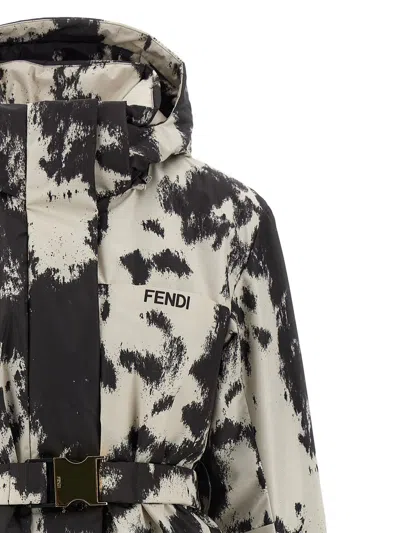 Fendi Frosted Fauna Puffer Jackets Multicolor In Black