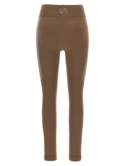 Fendi Seamless Leggings Beige In Brown