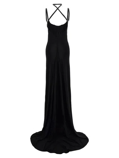 Dsquared2 Backless Floor-length Fitted Corset Dress In Black