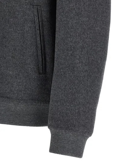 Fendi Double Wool Jacket With Ff Detail In Gray