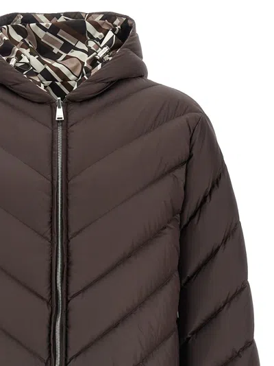 Fendi Reversible Down Jacket Puffer Jackets Beige In Brown