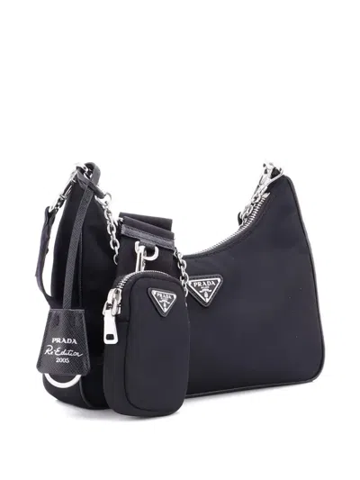 Pre-owned Prada Re-edition 2005 Shoulder Bag Tessuto Small Crossbody Bag In Black