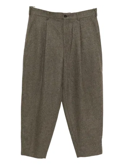 Comme Des Garçons Pleated Tapered Trousers In Green