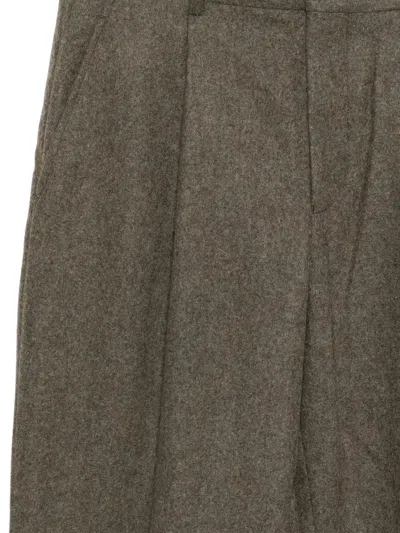 Comme Des Garçons Pleated Tapered Trousers In Green