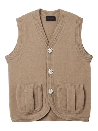 Simone Rocha V-neck Cardigan In Neutral