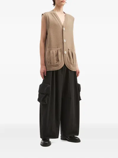 Simone Rocha V-neck Cardigan In Neutral