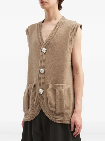 Simone Rocha V-neck Cardigan In Neutral