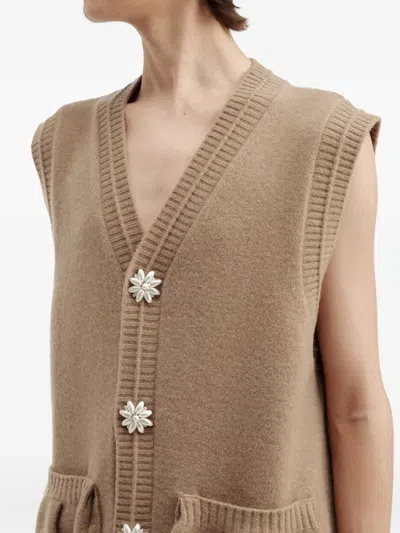 Simone Rocha V-neck Cardigan In Neutral