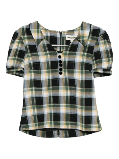 Shushu-tong Notched-collar Puff-sleeves Blouse In Multi