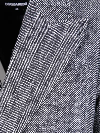 Dsquared2 Herringbone Double Breast Coat Clothing In Gray