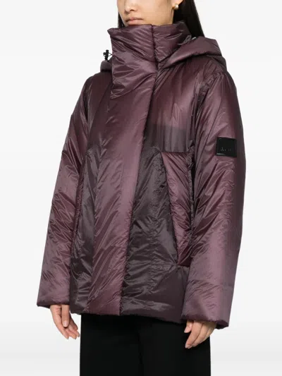 Rains Torna Hooded Padded Nylon Jacket In Burgundy