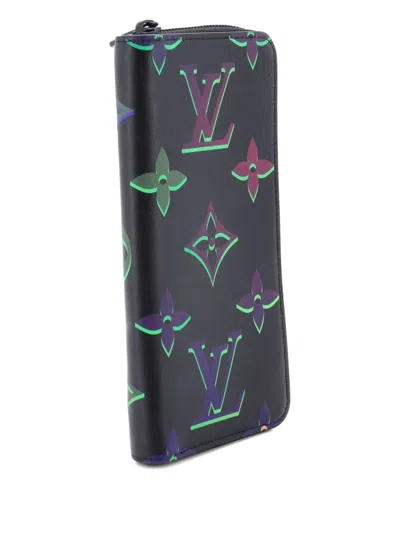 Pre-owned Louis Vuitton Zippy Wallet Spotlight Monogram Giant Leather Vertical Small Wallets In Black