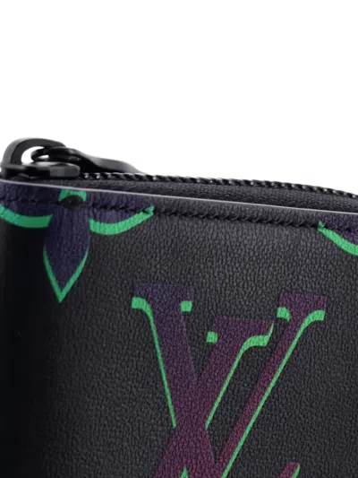 Pre-owned Louis Vuitton Zippy Wallet Spotlight Monogram Giant Leather Vertical Small Wallets In Black