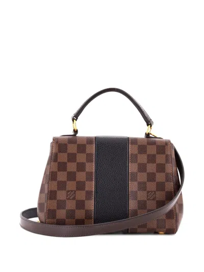 Pre-owned Louis Vuitton Bond Street Handbag Damier With Leather Bb Satchel In Brown
