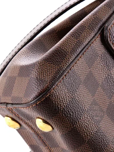 Pre-owned Louis Vuitton Bond Street Handbag Damier With Leather Bb Satchel In Brown