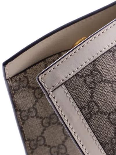 Pre-owned Gucci Padlock Chain Gg Coated Canvas With Leather Medium Tote Bag In Gray