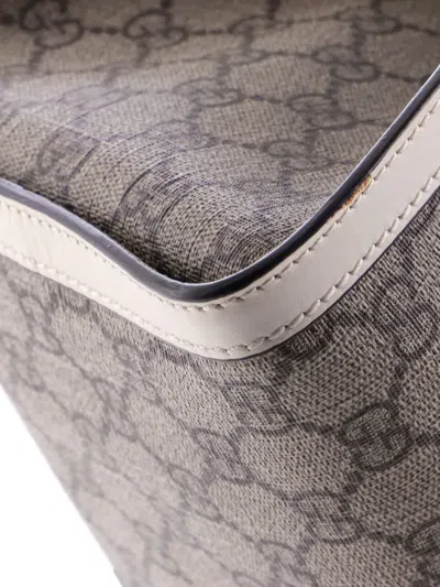 Pre-owned Gucci Padlock Chain Gg Coated Canvas With Leather Medium Tote Bag In Gray