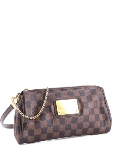 Pre-owned Louis Vuitton Eva Handbag Damier Clutch Bag In Brown