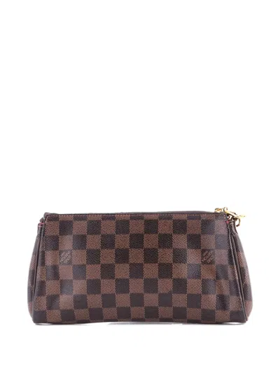 Pre-owned Louis Vuitton Eva Handbag Damier Clutch Bag In Brown
