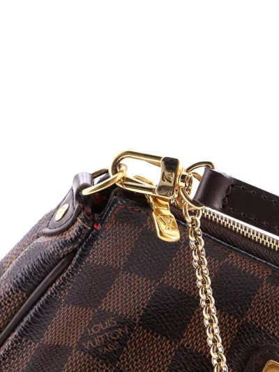 Pre-owned Louis Vuitton Eva Handbag Damier Clutch Bag In Brown