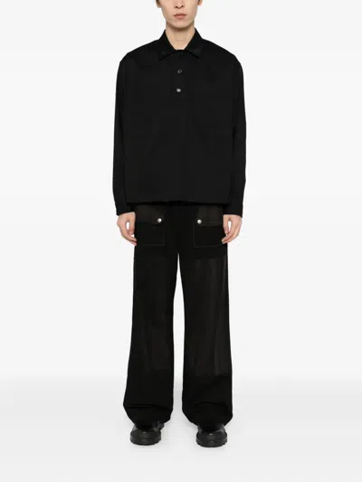 Team Wang Design Twill Cotton Polo In Black