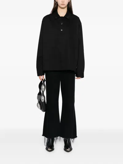 Team Wang Design Twill Cotton Polo In Black