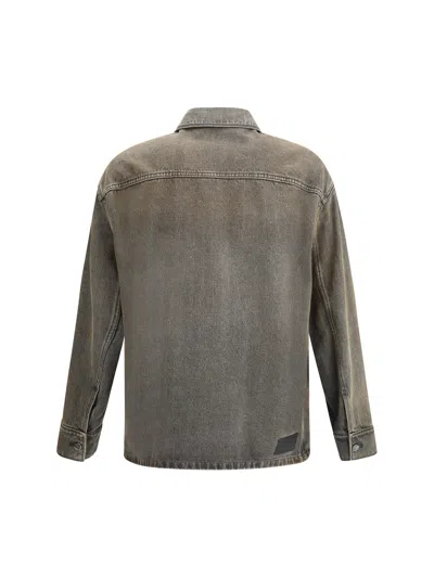 Fendi Long-sleeved Denim Shirt In Gray