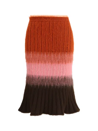 Fendi Gradient Mohair And Wool High-waisted Midi Skirt Clothing In Multi