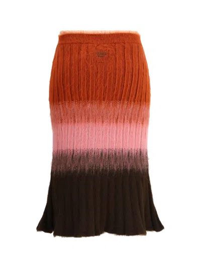 Fendi Gradient Mohair And Wool High-waisted Midi Skirt Clothing In Multi