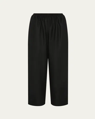 Eskandar Longer Japanese Trousers With Ankle Slits In Black