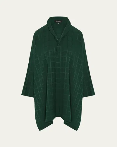 Eskandar Wide Longer-back Double Stand-collar Shirt With Slits (very Long Length) In Green