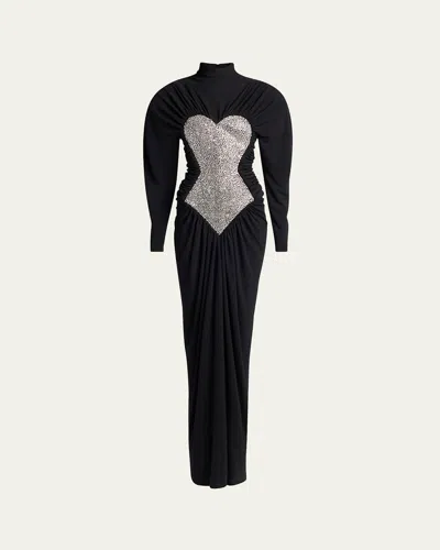 Stella Mccartney Gathered Crystal Body Contour Gown In Black