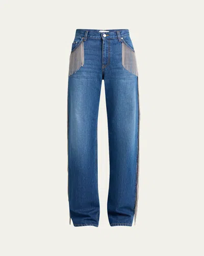 Stella Mccartney Fringe Wide-leg Jeans In Blue