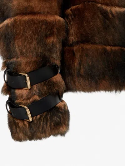 Fendi Women Color Pequin Motif Fur Aviator Jacket In Multi